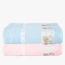 Kit 2 Toalha de Banho Infantil Menino e Menina Kids Para Bordar 100% Algodão - 70cm X 1.10m