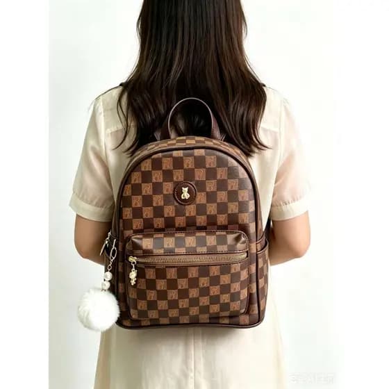 Novo estilo versátil mochila de couro da moda simples viagem de alta qualidade