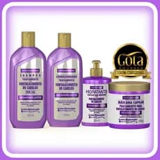 Kit Gota Dourada Desamarelador com Shampoo e Condicionador 300ml, Máscara e Creme de Pentear