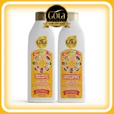 Kit Infantil Shampoo e Condicionador Cabelos Cacheados Clubinho Gota Dourada