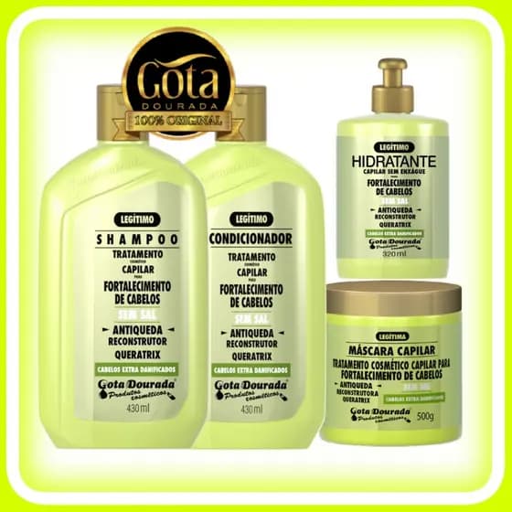 Kit Queratrix Antiqueda Gota Dourada 4 Produtos Jaborandi Reconstrução