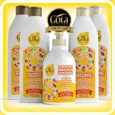 Gota Dourada Clubinho Kit Infantil Cabelos Cacheados 2 Shampoos 2 Condicionadores 1 Creme Pentear