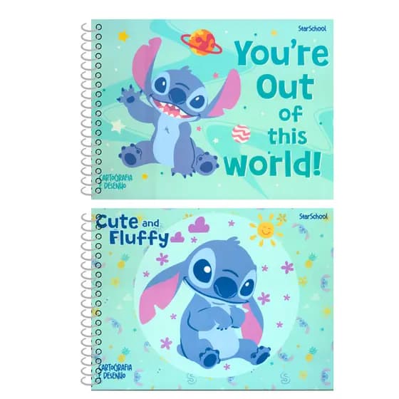 Caderno Espiral Capa Dura Cartografia 80 Folhas - Stitch - Starschool