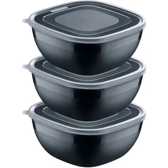 Conjunto 3 Potes de 300ml 11x11x5cm - Mixcolor - Tramontina - PRETO