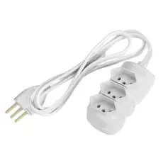 Extensão 3 Metros c/ 3 Tomadas 10A - Branca - Liderplus