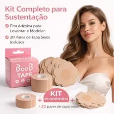 Fita Boob Tap + 20 Pares Tapa Seios Kit Completo Levanta e Modela Invisível