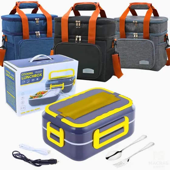 Marmita Elétrica Inox Portátil Bivolt Ideal para Almoço Quente no Trabalho Viagem C/Bolsa Térmica