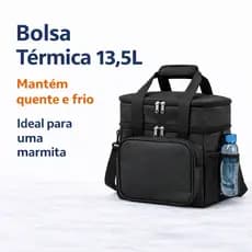 Bolsa Termica Luxo Portatil C/ 2 Compartimentos 13L / Lancheira Marmita Escola