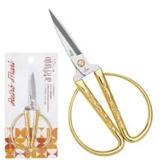 Tesoura de Corte Asa Retrô Dourado Artesanato, Bordado 12,5cm inox