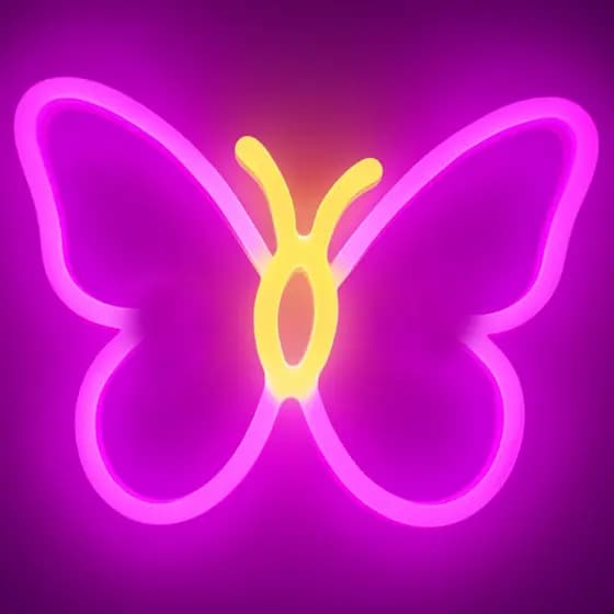 luz de led decoração borboleta efeito neon decorativa de ambiente