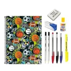 kit material escolar completo universitario caderno de 10 materias