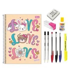 kit material escolar completo universitario caderno de 10 materias
