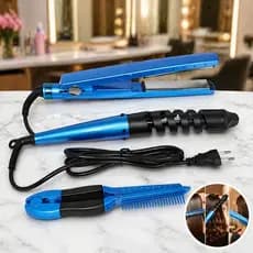 Prancha Chapinha Baby Liss Lise Profissional Titanium Titanio Bivolt kit 3 em 1 Com Led