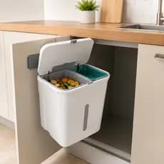 Lixeira Grande Dupla Seco E molhado Premium Luxo 12 Litros Com Suporte Para Armario Pia e Parade Tampa Deslizante