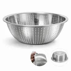 Escorredor de Aço Inox 28 Cm Grande Para Massas Arroz Legumes alimentos cozinha facil de usar