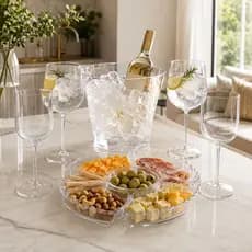 Kit Conjunto De Taças Balde De Gelo Petisqueira Acrílico 6 Peças Luxo Taças Gin Vinho Conjunto Decoracao Casa Armario