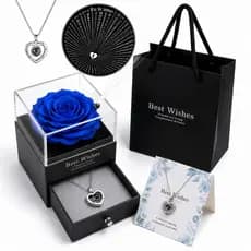 Kit Presente Namorados Rosa Eterna Com Colar Eu Te Amo Pronta Entrega Caixa De Luxo.