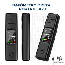 Bafômetro Digital Portátil Recarregável USB-C Tela HD Colorida Sensor Alta Precisão Profissional Sem Bocal Modelo A20