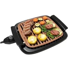 Mini Grelha Churrasqueira Elétrica 110v Antiaderente Inox Portátil 100W Para Churrasco e Apartamento