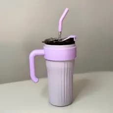Copo Caneca Térmica Com Canudo 800ml Com Alça e Tampa Inox Para Água Café Suco Cerveja