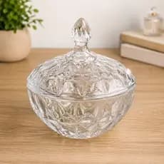 Bomboniere Decorativa Vidro Tampa Hermetica 195cm Transparente Luxo