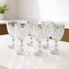 Conjunto Taças Vidro Bali 340ml Transparente Elegante Jogo 6 Peças