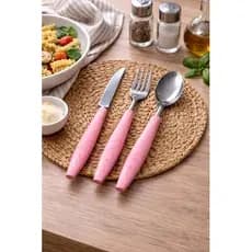 Conjunto Talheres Inox 12 Pecas Rosa Design Moderno Alta Qualidade Duravel