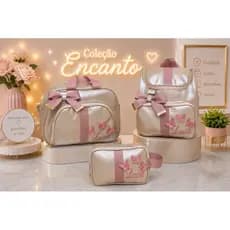 Kit Bolsa Maternidade Personalizada luxo 3 Peças • Mochila • Bolsa Grande • Nécessaire • Nome Bordado