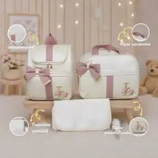 Kit Bolsa Maternidade luxo 3 peças personalizados com bolsa G, mochila e trocador
