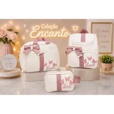 kit bolsa maternidade 3 peças luxo com nome personalizado borboleta