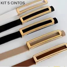 kit  Cinto Fino Feminino Elegante Fivela Dourada Ajustável