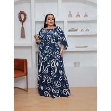 Vestido Feminino Longo Plus Size Manga flare 3/4 Moda Casual