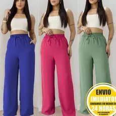 Calça Pantalona Feminino Cintura Alta Leve Confortavel