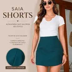 Saia com Short de Alfaiataria Moda Feminina com Ziper Lateral