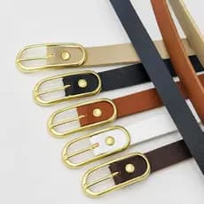 Cinto Feminino Fino De Couro Moda Blogueira Elegante fino Feminina Tendência Social e Casual
