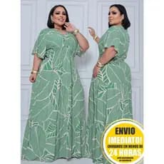 Vestido Feminino Longo Plus Size Com Decote Em V Moda Evangelica