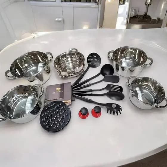 Jogo De Panelas Genebra Aço Inoxdavel 19 Peças - Envio Imediato