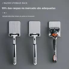Suporte Para AParelho De Barbear Lamina Gillette Gilete Prestobarba Em Aço Inox Fita 3M