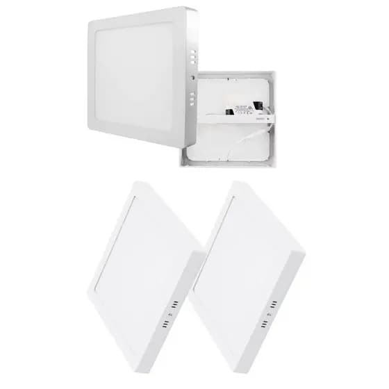 Kit 2 Plafon Led 24w Sobrepor Quadrado 28x28cm Alumi Bivolt 6500k