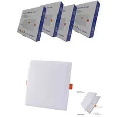 Kit 5 Plafon Led Borda Infinita 38W Embutir Quadrado Bivolt Branco Frio  6500k ou  Neutro 4000k 22CM
