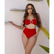 Biquíni Feminino Retro Meia Taça com Aro Calcinha Fio Duplo com bojo removível 5 cores Praia Verão 2024