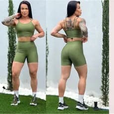 short, conjunto fitness Short e Top, Top sustentação, short meia coxa Conjunto Short Cintura Alta e Top Reforçado Zero T