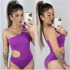 Body Maiô Feminino Engana Mamãe Mula Manca Com Bojo Vazado Ombro Só Suplex Fivela