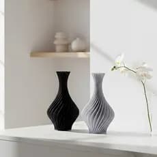 Kit 2 Vasos Decorativos Espiral de Plástico Premium – Elegância Moderna para Sua Casa
