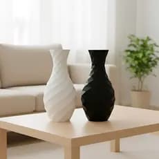 Kit 2 Vasos Decorativos Geométrico de Plástico Sofisticado – Elegância Moderna para Sua Casa