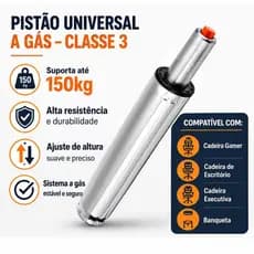 Pistão Universal A Gás Classe 3 150kg 120mm P/ Cadeira Gamer, caideira de escritório, bancada e cadeira executiva