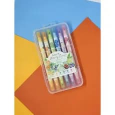 Marca texto ponta dupla com cheirinho de frutas 06 cores com estojo material escolar papelaria marcador de texto volta