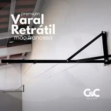 VARAL RETRATIL DE PAREDE MURO MÃO FRANCESA