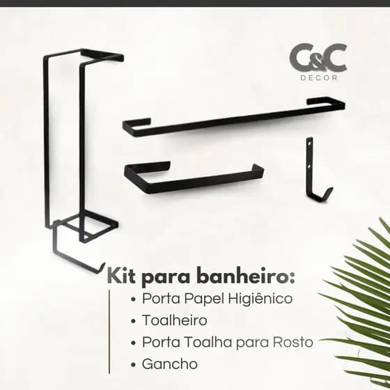Kit suporte Acessórios para Banheiro Porta  Toalha De Banho Toalha De Rosto Porta Papel Higienico E Gancho Multi Uso