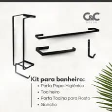 Kit suporte Acessórios para Banheiro Porta  Toalha De Banho Toalha De Rosto Porta Papel Higienico E Gancho Multi Uso